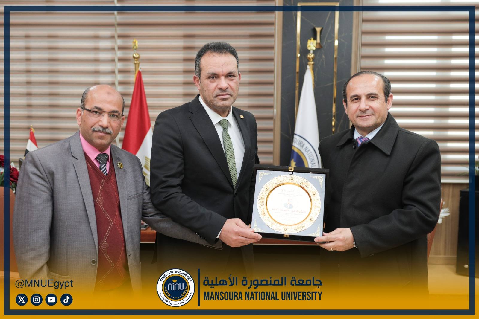 وفد من كلية الزراعة بجامعة المنصورة يُهنئ الدكتور محمد عبد العظيم بتوليه رئاسة جامعة المنصورة الأهلية